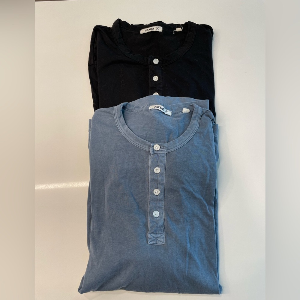Bundle of 2 Buck Mason Henley short sleeve shirts